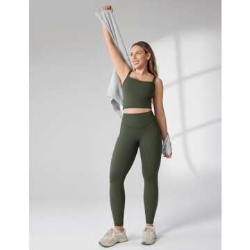 UNISSU Hugcurve No Front Seam High Waisted Workout Leggings for Women Buttery Soft Yoga Pants Gym Athletic Tights - 25'' Aspen Olive X-Large