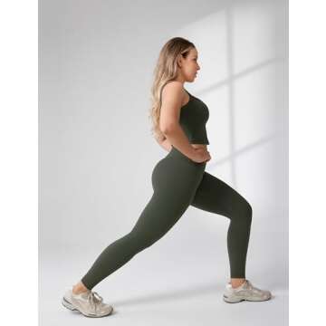 UNISSU Hugcurve No Front Seam High Waisted Workout Leggings for Women Buttery Soft Yoga Pants Gym Athletic Tights - 25'' Aspen Olive X-Large