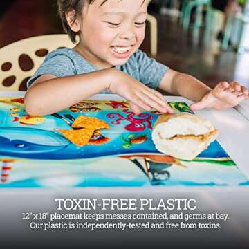 HomeWorthy 40 Pack Disposable Placemats for Baby, 3 Design Pack Baby Eating Mat, 12" x 18" Sticky Ki...
