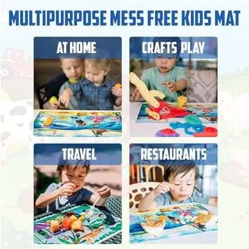 HomeWorthy 40 Pack Disposable Placemats for Baby, 3 Design Pack Baby Eating Mat, 12" x 18" Sticky Kids Placemats, Baby & Toddler Placemat for Restaurants, Plastic Kids Placemats for Dining Table