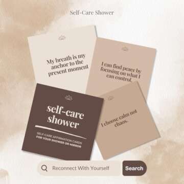Grounding Affirmation Cards for Shower [Waterproof] Brown Edition Self Care Shower Positive Manifest...