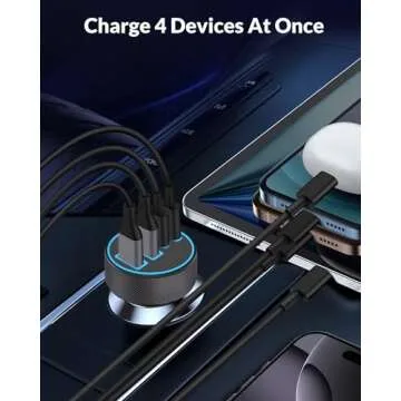 4 in 1 USB C Car Charger - Fast Charge Anywhere!
