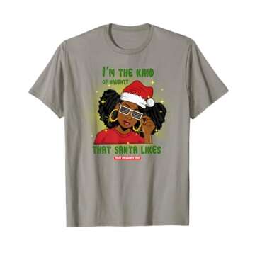 I'm The Naughty Santa Likes Black Afro Mrs. Claus Christmas Short Sleeve T-Shirt