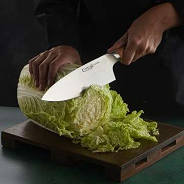 Cutluxe Chef Knife with Olive Wood Handle and Full Tang