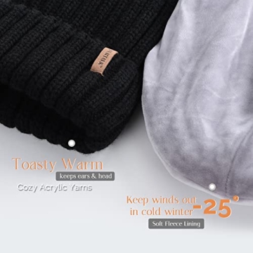 FURTALK Beanie for Women Fleece Lined with Pom Pom