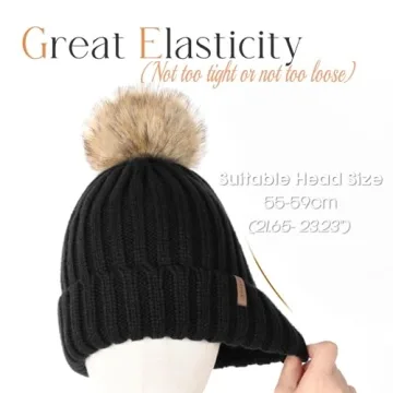 FURTALK Beanie for Women Fleece Lined with Pom Pom