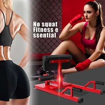 Sissy Squat Machine, Enow 3-in-1 Multifunctional Fitness Functional Core Workout Training Equipment with Deep Sissy Squat, Leg Exercise, Ab Workout for Home Cardio Gym Workout (Red)