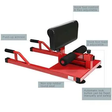 Sissy Squat Machine, Enow 3-in-1 Multifunctional Fitness Functional Core Workout Training Equipment with Deep Sissy Squat, Leg Exercise, Ab Workout for Home Cardio Gym Workout (Red)