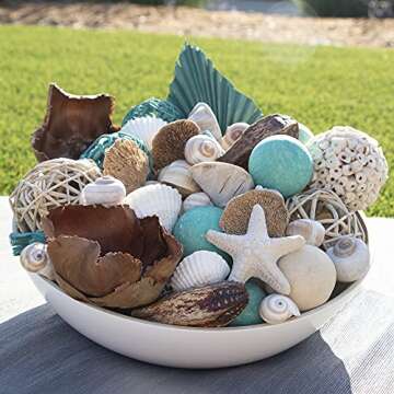 Botanical Netti Bag Turquoise Seashell Potpourri | Beach Home Decor Vase & Bowl Filler (Ocean Shells...