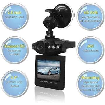 Dash Cam, Car Dash Cam, 2.5" Wide Angle Car Driving Recorder Dashboard Camera, Car DVR Vehicle Dash Cam with Night Mode, WDR, Loop Recording Excellent Video Images New