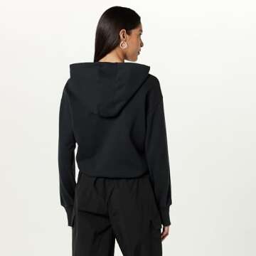 The Drop Women's Crossover Front Cropped Hoodie, Black, 5X, Plus Size