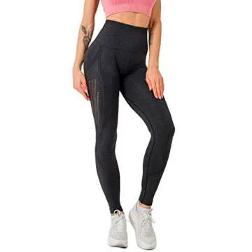 Redqenting High Waisted Seamless Leggings for Women Tummy Control, Squat Proof Workout Yoga Pants Black
