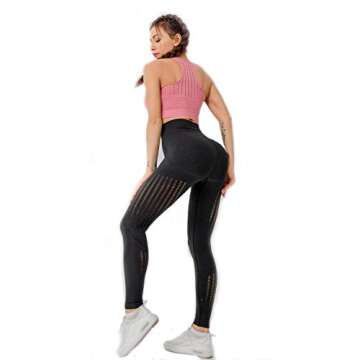 Redqenting High Waisted Seamless Leggings for Women Tummy Control, Squat Proof Workout Yoga Pants Black