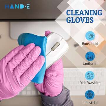 Hand-E Touch Pink Nitrile Disposable Gloves Small, 50 Count - Esthetician, Nail Tech, Microblading, Hair Dye & Stylist, Salon, Cleaning Gloves - Latex Free
