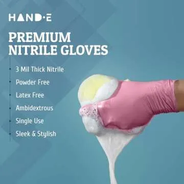 Hand-E Touch Pink Nitrile Disposable Gloves Small, 50 Count - Esthetician, Nail Tech, Microblading, Hair Dye & Stylist, Salon, Cleaning Gloves - Latex Free