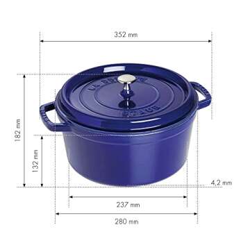 Staub Cast Iron 7-qt Round Cocotte - Dark Blue, Made in France