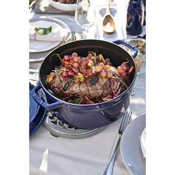 Staub Cast Iron 7-qt Round Cocotte - Dark Blue, Made in France
