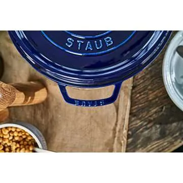 Staub Cast Iron 7-qt Round Cocotte - Dark Blue, Made in France