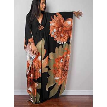 Kaftans Women Plus Size Caftan Dresses Beach Cover up Turkish Caftan Silk Wrinkle Ethnic Print Kafta...