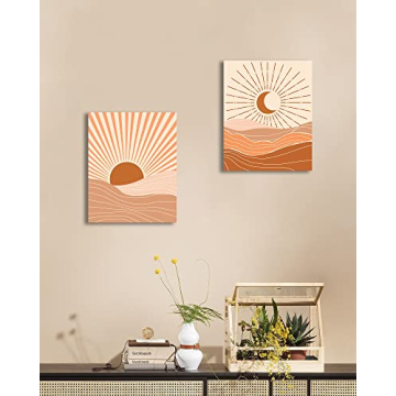 Drsoum Boho Canvas Wall Art Set of 4, 8x10in (Framed)