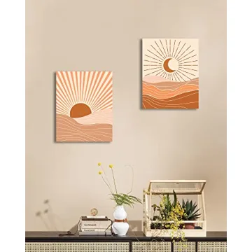 Drsoum Boho Canvas Wall Art Set of 4, 8x10in (Framed)