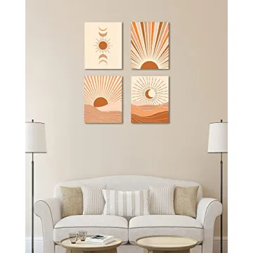 Drsoum Boho Canvas Wall Art Set of 4, 8x10in (Framed)