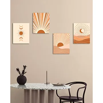 Drsoum Boho Canvas Wall Art Set of 4, 8x10in (Framed)