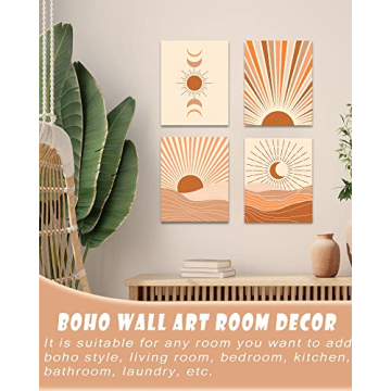 Drsoum Boho Canvas Wall Art Set of 4, 8x10in (Framed)