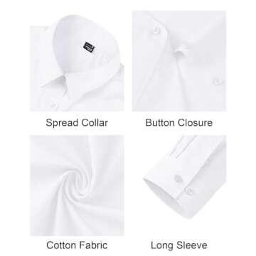 J.VER Womens Button Down Shirt Long Sleeve Dress Shirts Stretch Solid Work Blouse Collared Shirts for Business Office White