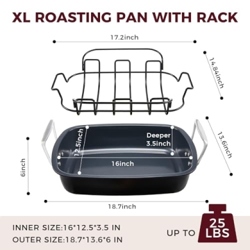 Nonstick Turkey Roasting Pan - Heavy Duty & Extra Large