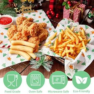 Ocmoiy 100 Sheets Wax Paper 10" x 10" Sandwich Wrapping Paper, Colored Decorative Deli Parchment Food Basket Liners for Wrapping Holiday Treats, Candy, Cookies