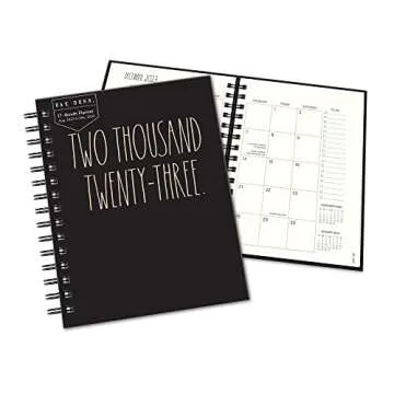Rae Dunn 2022-2023 Medium Spiral Planner - 17-Month Hardcover Calendar & Journal with Yearly, Monthly & Weekly Views - Kraft (Beige Font)