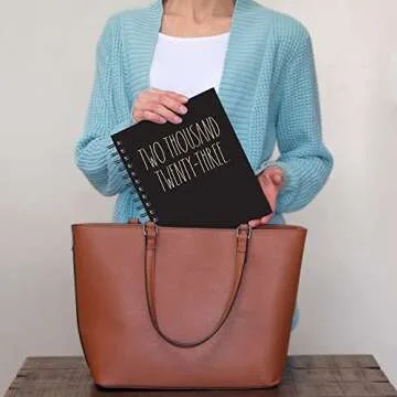 Rae Dunn 2022-2023 Medium Spiral Planner - 17-Month Hardcover Calendar & Journal with Yearly, Monthly & Weekly Views - Kraft (Beige Font)