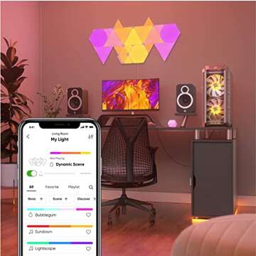 Nanoleaf Shapes Triangles WiFi and Thread Smart RGBW 16M+ Color LED Dimmable Gaming and Home Decor Wall Lights Smarter Kit (17 Pack)