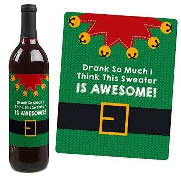 Ugly Sweater Wine Bottle Label Stickers for Holiday Fun