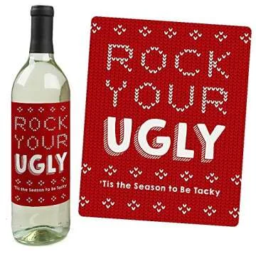 Ugly Sweater Wine Bottle Label Stickers for Holiday Fun