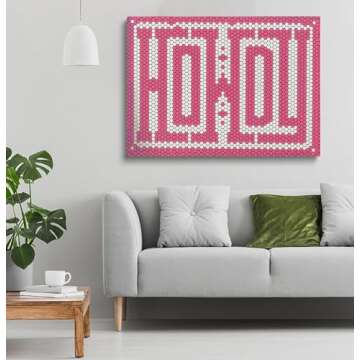 Howdy Tile Wall Art, Boho Poster, Western Decor, Bright Pink, Howdy Typography Pink Art Print, Farmhouse Decor, Modern Pink Print，Gift For Girl Cave Living Room Office Wall Decor 24x36inch unframed