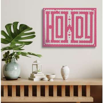 Howdy Tile Wall Art, Boho Poster, Western Decor, Bright Pink, Howdy Typography Pink Art Print, Farmhouse Decor, Modern Pink Print，Gift For Girl Cave Living Room Office Wall Decor 24x36inch unframed