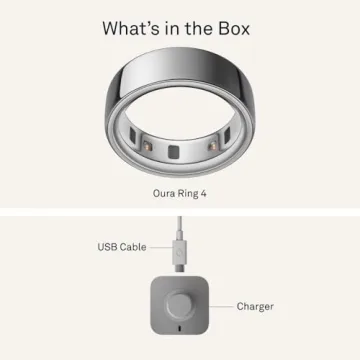 Oura Ring 4 - Silver - Size 8 - Smart Ring - Size First with Oura Ring 4 Sizing Kit - Sleep Tracking Wearable - Heart Rate - Fitness Tracker - Up to 8 Days of Battery Life