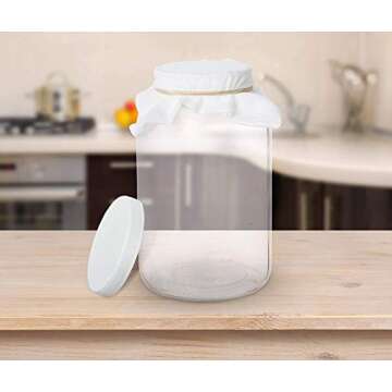 900ml Glass Kombucha Jar - Home Brewing and Fermenting Kit with Cheesecloth Filter, Rubber Band and Plastic Lid Glass Bottle by Candora