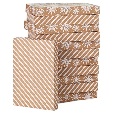 Hallmark Medium Christmas Gift Boxes with Lids - Elegant Kraft Design for All Occasions
