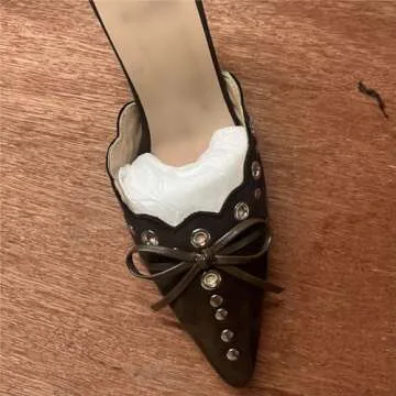 keleimusi Mid Heel Slip On Pumps Studded Bow Heeled Sandals for Women