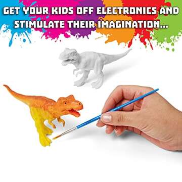 STEM.org Dinosaur Painting Kit for Kids with Dino Trivia-Dinosaur Crafts for Kids Ages 3-5 + w/ 2T-Rex Dinosaur Set - Screen Free, Educational Dinosaur Gifts for Boys, Dino Art Projects for Kids 4-6