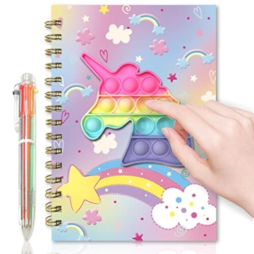 Pop Notebook for Kids, Fidget Girls Diary Journal 8.5x5.3 Inches 160 Lined Pages with 6 Multicolor P...