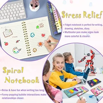 Pop Fidget Notebook for Kids, Fun Writing Companion