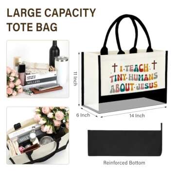 BiuNiuring Teacher Tote Bag - Gift for Teachers