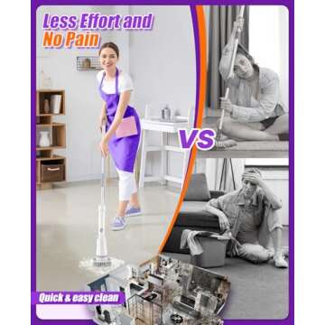 Electric Spin Scrubber, Cordless Cleaning Brush 6 Replaceable Brush Heads, 2H Power Dual Speed, Shower Scrubber with IPX7 Waterproof Extension Handle for Bathroom Tub Tile Floor Car