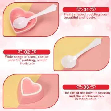 Suclain Valentine's Day Heart Shaped Ceramic Bowls Set