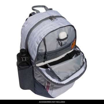 adidas Excel Backpack Durable Large Athletic Student Laptop Book Bag for Boys/Girls Discontinued, Two Tone White/Onix Grey/Shadow Chrome, One Size