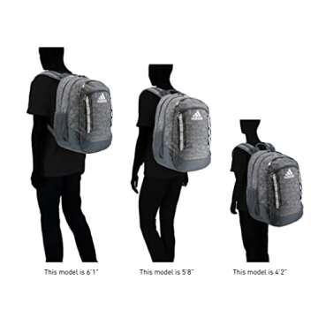 adidas Excel Backpack Durable Large Athletic Student Laptop Book Bag for Boys/Girls Discontinued, Two Tone White/Onix Grey/Shadow Chrome, One Size